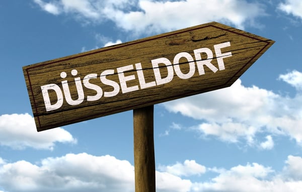 Dusseldorf, Germany wooden sign on a beautiful day